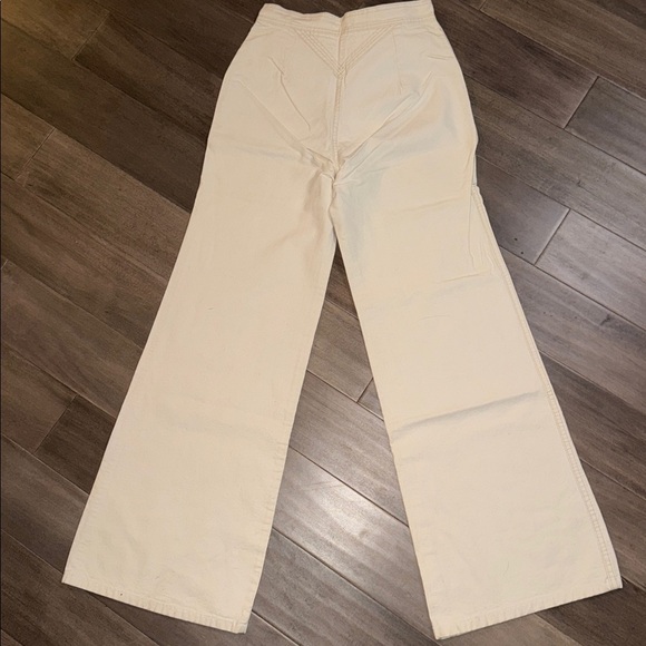 Yes! Vintage 1970’s Ivory Denim High Rise Wide Leg Flares SZ 29 - Picture 4 of 8